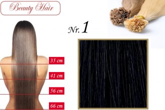 BeautyHair, Keratin Bond Hair Extension, Nr.1, 66 cm, Straight
