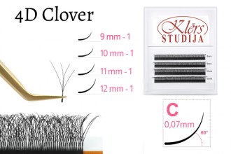 Lashes, 4D Clover, C07M, 4 Rows, 9-12