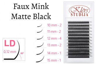 Lashes, Faux Mink, Matte Black, LD12M, 12 Rows, 10-15