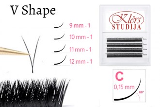 Lashes, V Shape, C15M, 4 Rows, 9-12