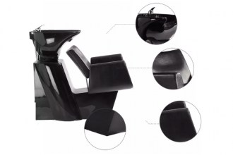 Washing chair, 8022 (color:125, shiny black + black washbasin)